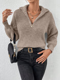 Load image into Gallery viewer, Women Half Zip Dropped Shoulder Sweater