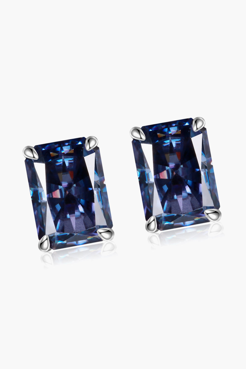 Women 2 Carat Rectangle Moissanite 4-Prong Stud Earrings