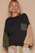Load image into Gallery viewer, Women Color Block Roll Hem Hacci Sweater