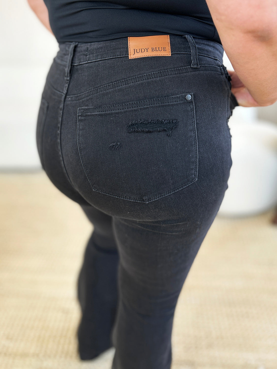 Women Full Size High Waist Distressed Flare Jeans