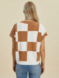 Load image into Gallery viewer, Women Full Size Checkered Round Neck Short Sleeve Sweater