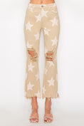 Load image into Gallery viewer, Women Full Size High Rise Star Printed Frayed Hem Jeans