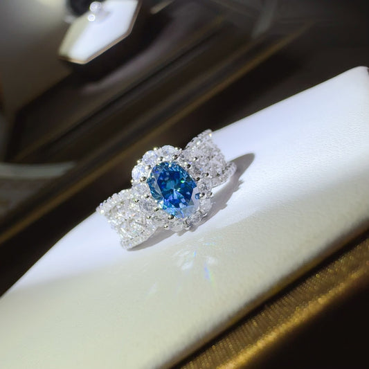 Women 1 Carat Moissanite Zircon 925 Sterling Silver Ring