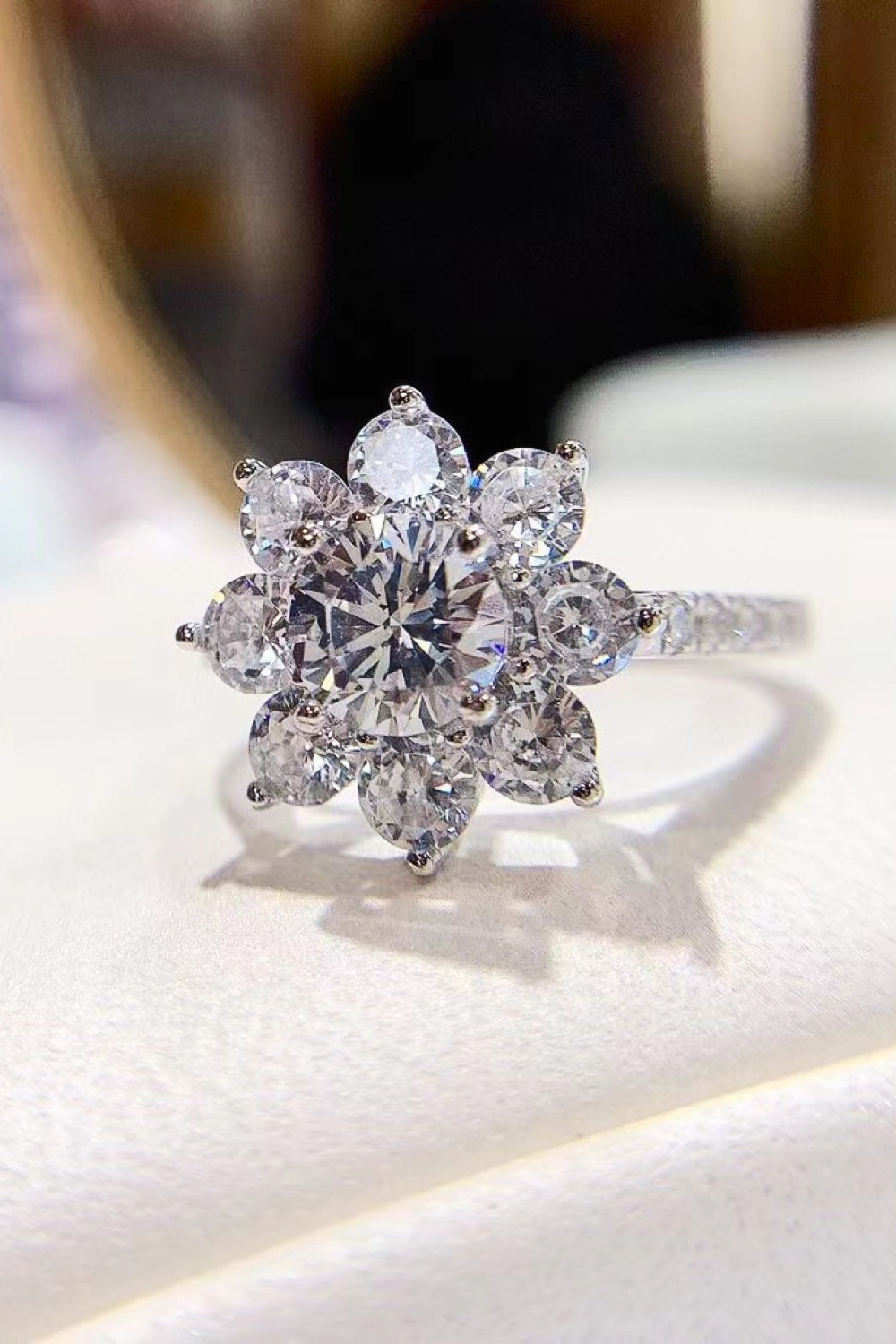Women 1 Carat Moissanite Flower Ring