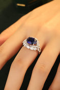 Load image into Gallery viewer, Women 5 Carat Lab-Grown Sapphire Platinum-Plated Ring