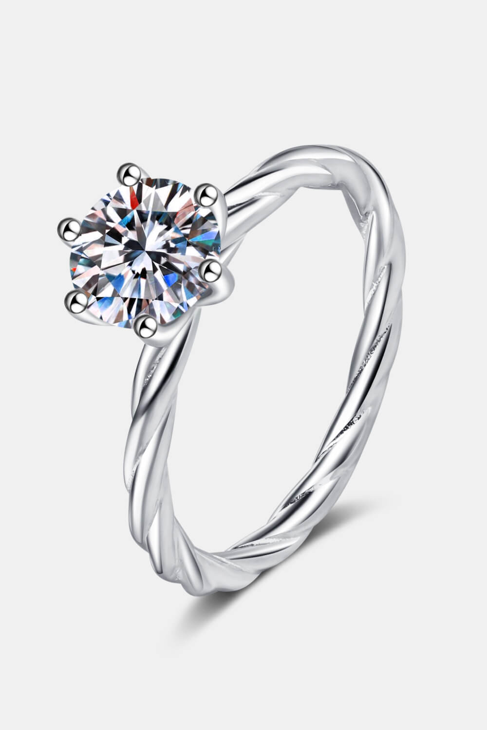 Women 1 Carat Moissanite 6-Prong Twisted Ring
