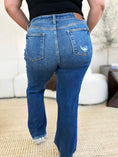 Load image into Gallery viewer, Women Full Size Mid Rise Distressed Raw Hem Jeans