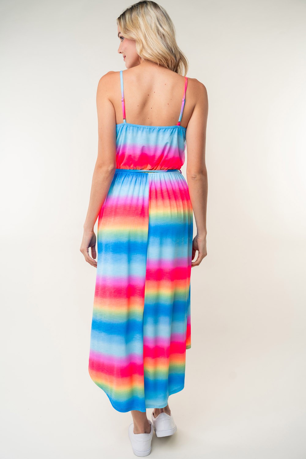 Women Full Size Ombre Striped Midi Cami Dress