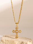 Load image into Gallery viewer, Women Stainless Steel Zircon Cross Pendant Necklace