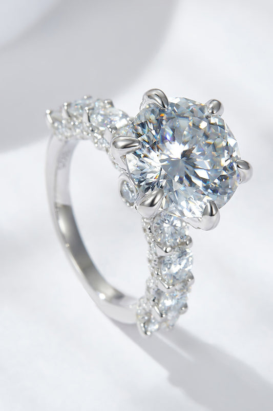 Women 3-Carat Moissanite Platinum-Plated Side Stone Ring