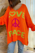 Load image into Gallery viewer, Women Peace Graphic V-Neck Long Sleeve Sweater