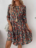 Load image into Gallery viewer, Women Floral Round Neck Dress