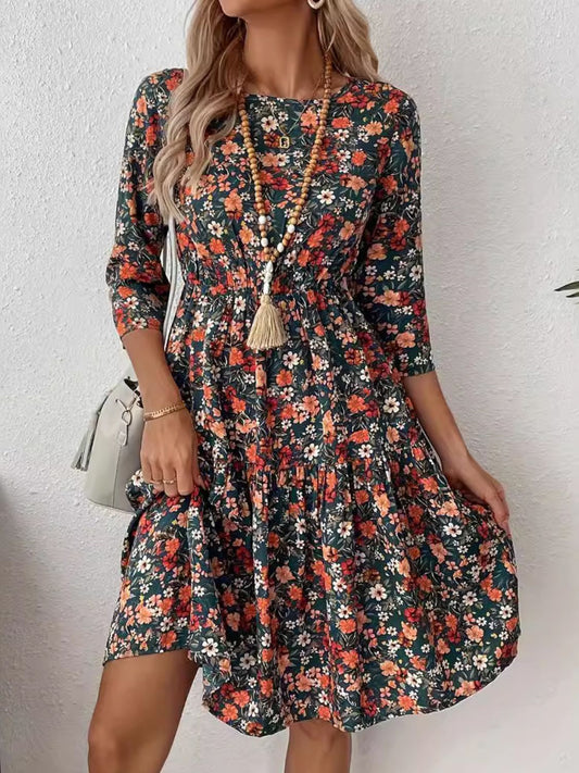 Women Floral Round Neck Dress
