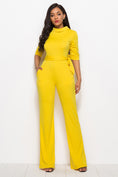 Load image into Gallery viewer, Women Mock Neck Tie-Waist Half Sleeve Jumpsuit