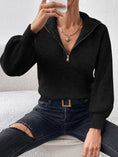 Load image into Gallery viewer, Women Half Zip Dropped Shoulder Sweater