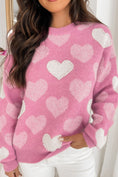 Load image into Gallery viewer, Women Pearl Trim Heart Round Neck Long Sleeve Sweater
