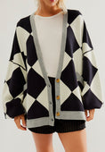 Load image into Gallery viewer, Women Color Block Button Down Long Sleeve Cardigan