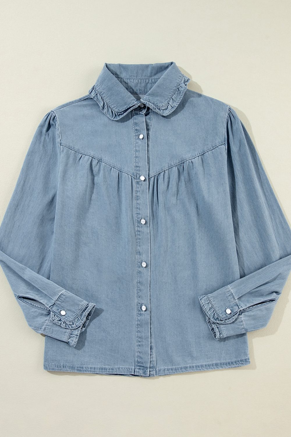 Women Button Up Long Sleeve Denim Top