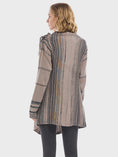 Load image into Gallery viewer, Women Tassel Striped Open Front Long Sleeve Cardigan
