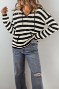 Load image into Gallery viewer, Women Draw String Stripped Hoddie Sweater