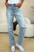 Load image into Gallery viewer, Women Full Size High Waist Distressed Straight Jeans