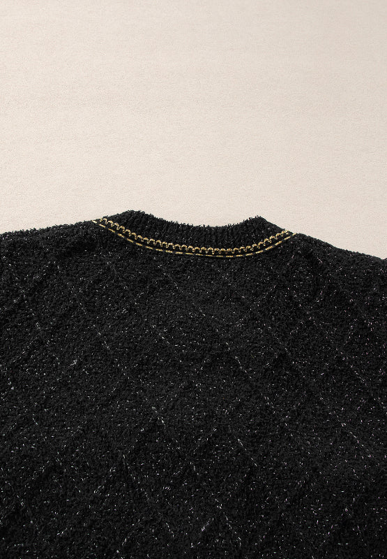 Women Round Neck Button Up Long Sleeve Cardigan