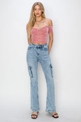 Load image into Gallery viewer, Women Full Size High Rise Cargo Flare Jeans