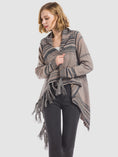 Load image into Gallery viewer, Women Tassel Striped Open Front Long Sleeve Cardigan