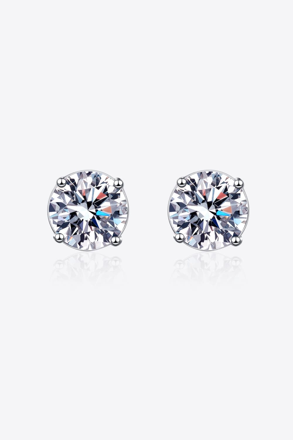 Women 2 Carat Moissanite Rhodium-Plated Stud Earrings