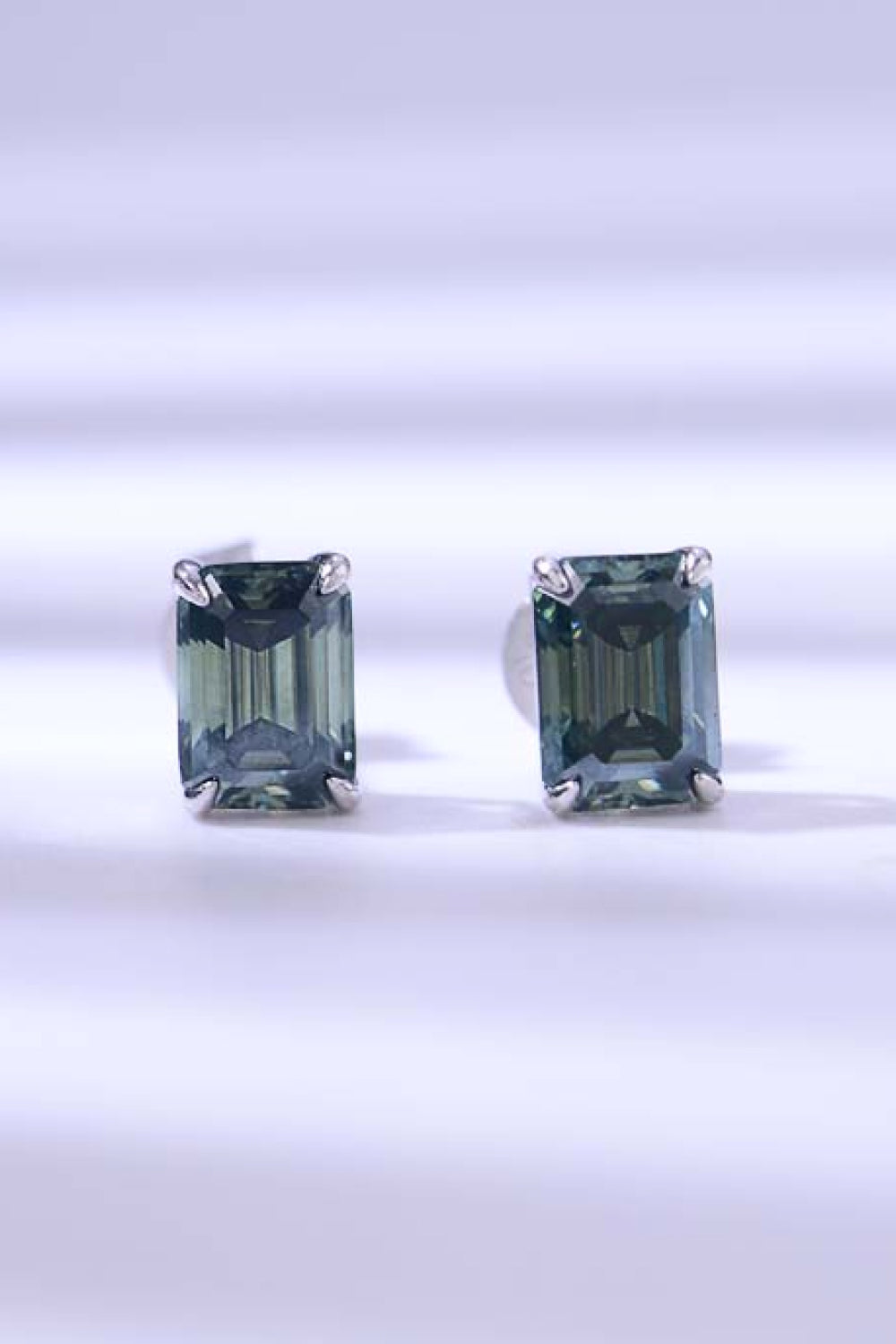 Women 2 Carat Moissanite Stud Earrings in Green