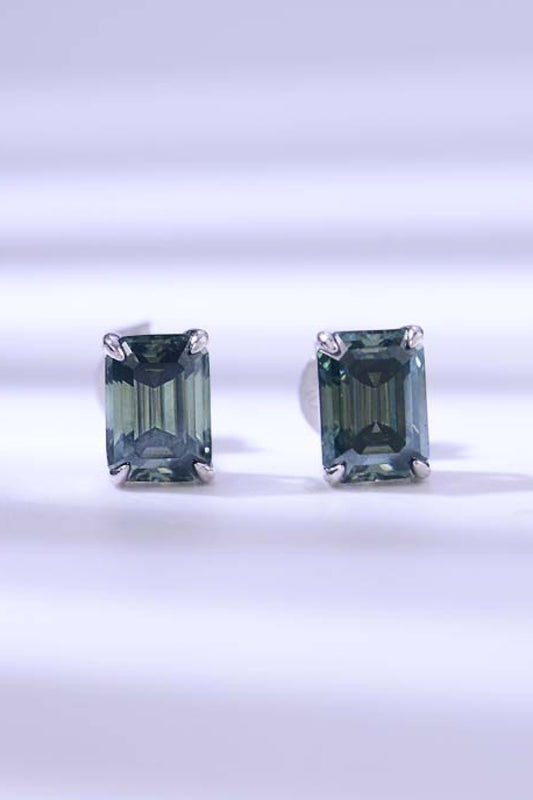 Women 2 Carat Moissanite Stud Earrings in Green