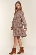 Load image into Gallery viewer, Women Full Size Washed Frayed Tiered Plaid Dress