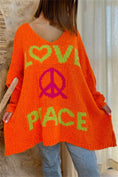 Load image into Gallery viewer, Women Peace Graphic V-Neck Long Sleeve Sweater
