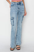 Load image into Gallery viewer, Women Full Size High Rise Cargo Flare Jeans
