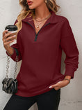 Load image into Gallery viewer, Women Mandy Zip-Up Dropped Shoulder Sweatshirt