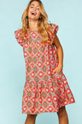 Load image into Gallery viewer, Women Full Size Ruffled Printed Dress with Side Pockets