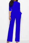 Load image into Gallery viewer, Women Mock Neck Tie-Waist Half Sleeve Jumpsuit