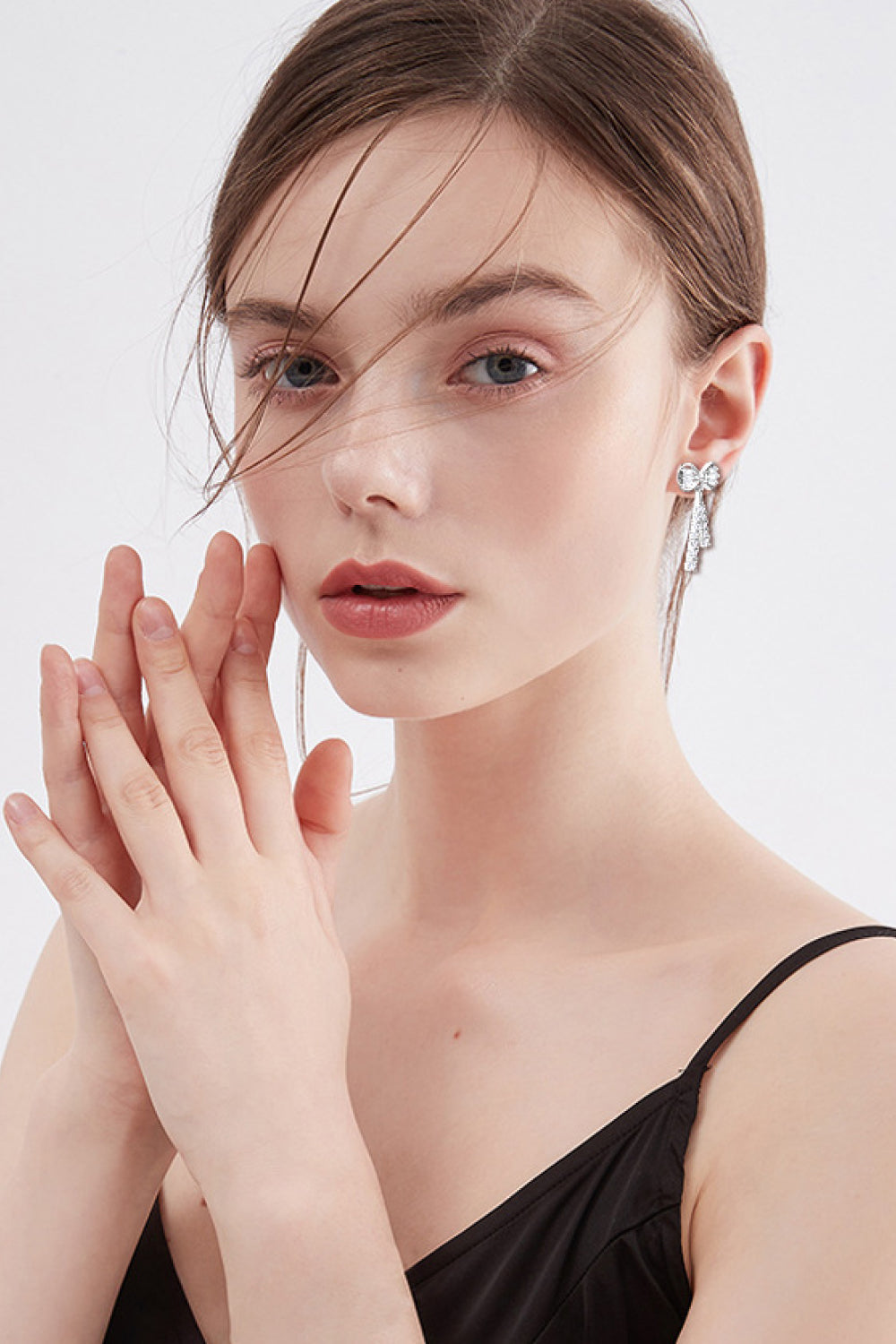 Women 1.12 Carat Moissanite 925 Sterling Silver Bow Earrings