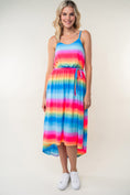 Load image into Gallery viewer, Women Full Size Ombre Striped Midi Cami Dress