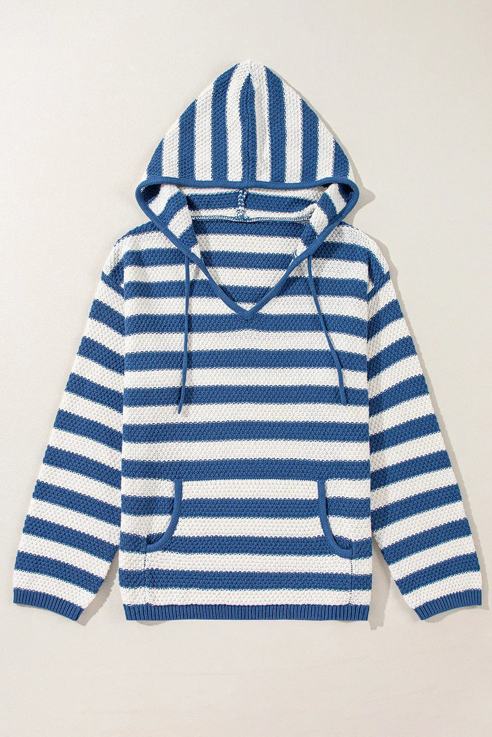 Women Draw String Stripped Hoddie Sweater