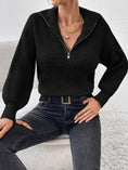 Load image into Gallery viewer, Women Half Zip Dropped Shoulder Sweater