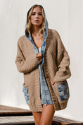 Load image into Gallery viewer, Women Full Size Hooded Denim Spliced Sweater Cardigan