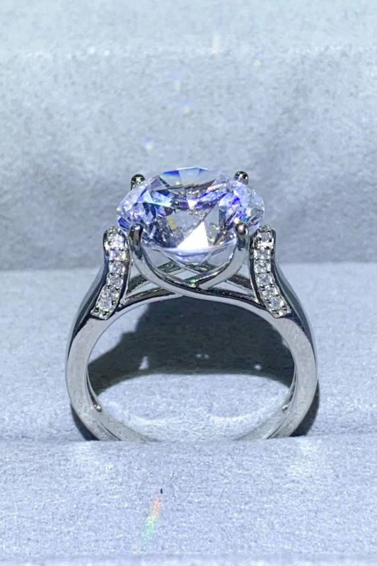 Women 5 Carat Moissanite Platinum-Plated Ring