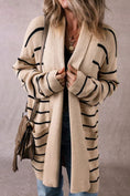 Load image into Gallery viewer, Women Striped Open Front Long Sleeve Cardigan