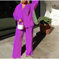 Load image into Gallery viewer, Women Casual Sexy Long Sleeve Lapel Jacket Coat Wide Leg Trousers Set
