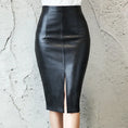 Load image into Gallery viewer, Women Elegance Edge Autumn Winter Leather Slit Skirt