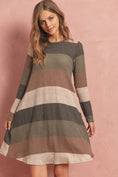 Load image into Gallery viewer, Long Sleeved Rib Stripe Pocket Dress