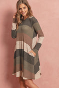 Load image into Gallery viewer, Long Sleeved Rib Stripe Pocket Dress