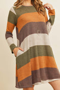 Load image into Gallery viewer, Long Sleeved Rib Stripe Pocket Dress