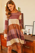 Load image into Gallery viewer, Long Sleeved Rib Stripe Pocket Dress
